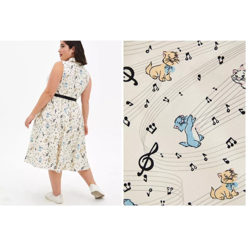 Disney The Aristocats Cat Print Sleeveless Midi Dress Size 20 - Picture 7 of 11